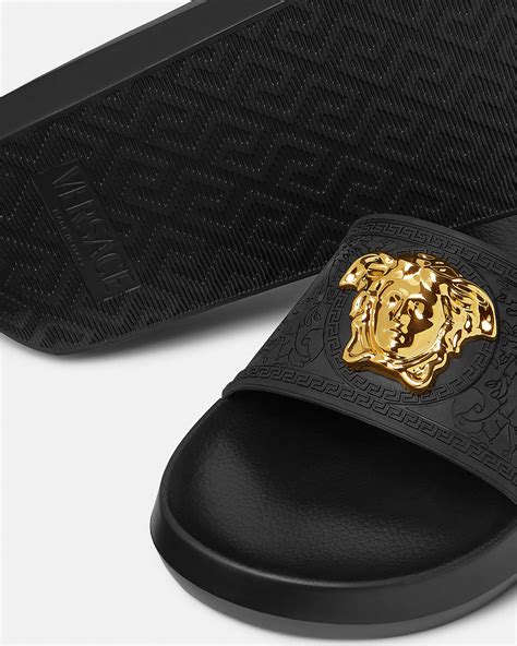 Versace: Black Palazzo Slides 